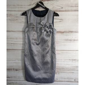 Banana Republic Satin Stripe Blue and White Dress sz 0 Petite